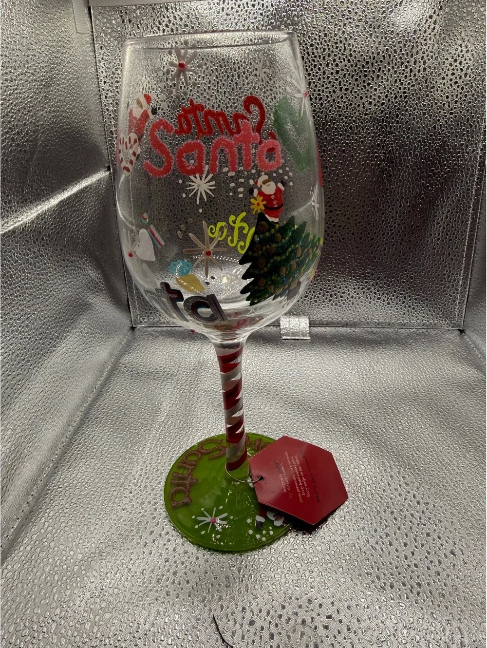 Lolita Love Santa Hand Painted Christmas Wine Glass